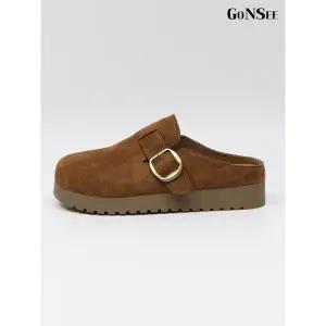 [하프클럽/고앤씨]여성 리오라 스웨이드 버클 슬리퍼 3cm