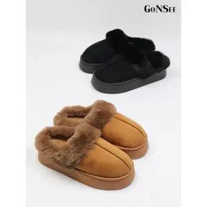 [하프클럽/고앤씨]여성 겨울 방한 220 SIZE~ 퍼 털 슬리퍼 실내화 3.5cm