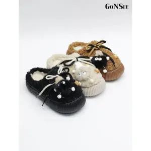 [하프클럽/고앤씨]여성 겨울 방한 뽀글이 퍼 털 슬리퍼 실내화 4cm