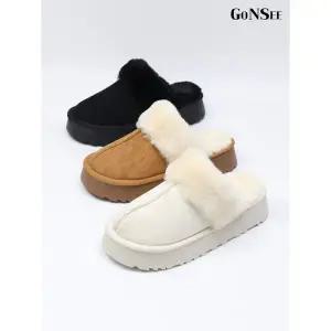 [하프클럽/고앤씨]여성 겨울 방한 통굽 털 슬리퍼 4cm