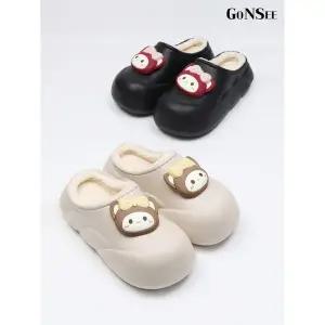 [하프클럽/고앤씨]여성 겨울 방한 큐트 퍼 슬리퍼 실내화 3.5cm