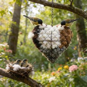 이르스니아나파 수제 버드하우스 겨울 홀더 하우스 위한 야생 허밍버드 나무 야외 섬유 선물 정원 둥지 하트 아트 쉼터 애호가를 재료 상자 조류를