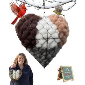 새로운 수제 스탠드 선물 정원 하트 벌새 애호가를 버드하우스 알파카 둥지 위한 야외 1PCS 상자 섬유 야생 재료 나무 쉼터 겨울 조류 아트