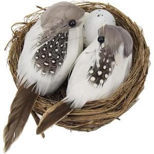 JOWXSX 인공 장식용 미니어처 잔디 정원 새알 세트 파티 장식품 소품 마이크로 새와 가정용 요정 사진 장식 DIY 조경 둥지