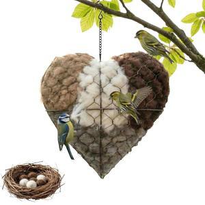 수제 섬유 야생 재료 상자 벌새 야외 조류를 하트 나무 정원 둥지 마당 홀더 겨울 쉼터 위한 야외용 외부
