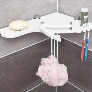 세면대선반 욕실 비누 치약 칫솔 다용도 걸이 코너 선반 화이트