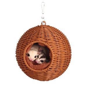 작은 동물 라탄 해먹 슈가글라이더 가능한 다람쥐 있는 은신처 적합합니다 탈부착 갈색 앵무새 에게 햄스터 둥지가 기니피그 PP