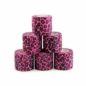 고양이를 위한 방수 부직포 응집 애완동물 레오파드 접착 부착 붕대 테이프 통기성 자가 뮤어스 탄성 프린트 응급처치 테이프 스포츠