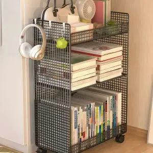 2단 바퀴 책장 책꽃이 수납선반 이동형 3단 원룸 공부방