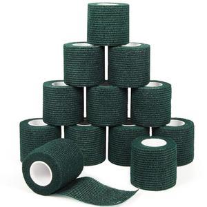 12PCS 2인치 그립 자가 그린 테이프용 운동 접착력 테이프 수의사 부종용 발목 탄력 손목 5야드 있는 육군 커버 접착 붕대