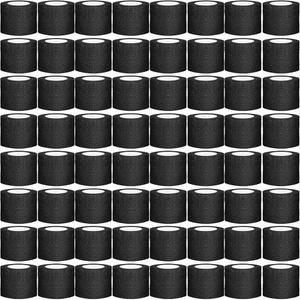 90팩 블랙 테이프 자가 접착 신축성 탄성 손목 통기성 응집 애완동물 운동용 발목 붕대 벌크 2인치 붕대 셀프 수의사 5야드