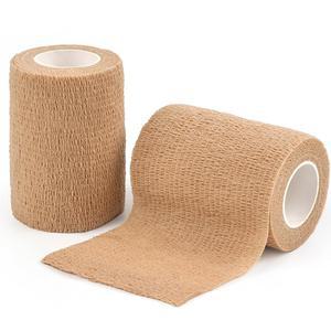 AUPCON 수의사 부직포 발목 응집 접착 3인치 벌크 붕대 자가 동물 반려견 2팩 5야드 베이지