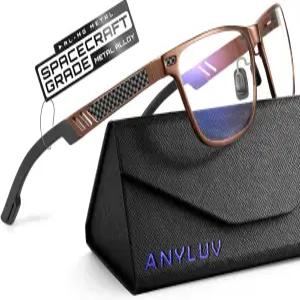 블루 라이트 글래스 남성 프리미엄 게이밍 컴퓨터 클리어 렌즈 Al-Mg 프레임 안티 린 차단기 포함