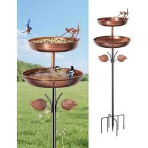 야외용 메탈 더블 배스 말뚝이 정원 잔디 파티오 46인치 업그레이드된 탈착식 배스 버드 야드 피더 높이의 6가지 장식용 달린 베이스