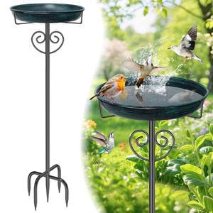 야외용 JSYONII 배스 듀티 그린 야드 탈착식 가능한 피더 탈부착 헤비 배스 베이스 프롱 버드피더가 야외 장식 버드 메탈 있는 빈티지 잔디 정원 파티오