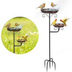 ONTALA 야외용 장식용 공급기 스탠드 금속 대형 달린 목욕 구리 정원 말뚝이 탈착식 조류 목욕 외부 2개