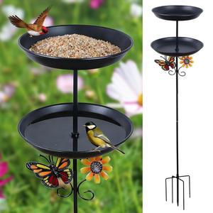 호가덱 IN 야외 가든 레이어 잔디를 배스 메탈 빈티지 야드 더블 5가지 버드 업그레이드된 배스 피더 튼튼한 블랙 장식 파티오 프리스탠딩 베이스의 위한