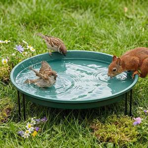 티후오 14 U201C 급수기 접시 스틸 지상층 또는 물그릇 가든 야외용 녹색 블랙 야외 파티오 스탠드 데크 대형 와이어 37 조류욕조