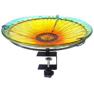 데크 장착 해바라기 유리 울타리 베이스가 데크용 있는 해바라기 난간용 튼튼한 난간 목욕 가능한 조절 그릇 옐로우 모이통 발코니 목욕