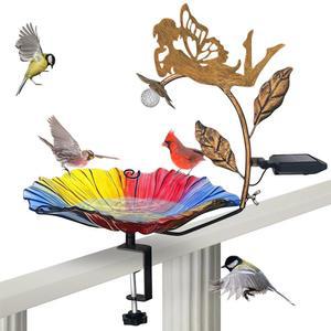 VCHYMM 태양열 7인치 펜스 스틸 유리 컬러 분리 배스 가능한 데크 조절 발코니 난간 배스 19 버드 장착 5인치 클램프 가능