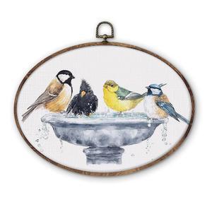 DILSJ 타원형 위한 소박한 배스 욕실 아트 컨트리 프레임 수채화 데코 화장실 캔버스 5X11 버드 장식 화장실을 걸이 인치