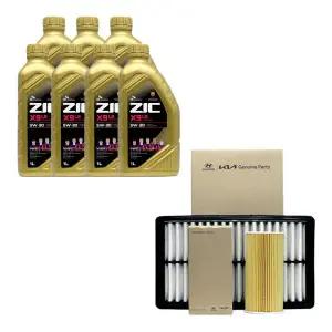 ZIC 그랜드카니발R 디젤 엔진오일 지크 X9 LS 5W30 7리터 순정 오일필터 에어필터 세트