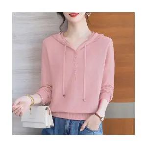 EAMT 여성 라이셀 후드 니트 맨투맨 가을 소프트 컴포트 상의 YJ3