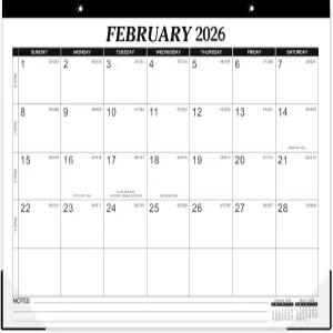 2026 크 캘린더 - 2 월간 2026년 2월 4.6 x 5 책상/벽 2-in 모서리 가 두꺼운 종이 걸이 구멍 대형 일일