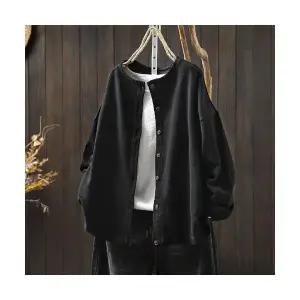 EAMT 여성 긴팔 캐주얼 가을 빈티지 맨투맨 카디건 톱 YJ3