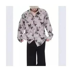 키체샵 남성 솔리드 셔츠 봄가을 나염 빈티지 긴팔 드롭 HO3