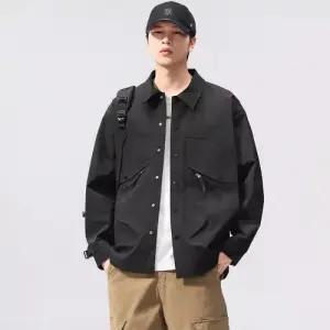 키체샵 춘추 캐주얼 남성 긴팔 솔리드 칼라 셔츠 자켓 HO3