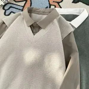 키체샵 남친 니트 이너 투피스 봄가을 솔리드 긴팔 트렌드 셔츠 가짜 HO3