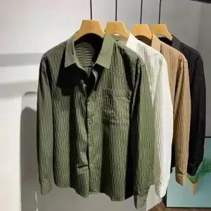키체샵 남자 여름 캐주얼 가을 봄 얇은 긴팔 솔리드 칼라 셔츠 빈티지슬림핏 HO3