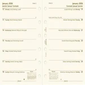 필로팍스 캘린더 다이어리 리필 포켓 사이즈 한 페이지 위크 면 페이퍼 무제한 다국어 4개 언어 2026년