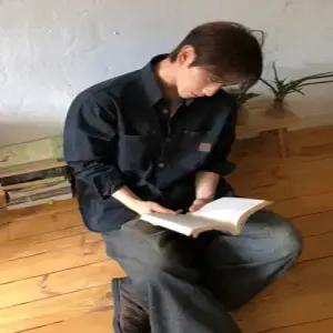 키체샵 남성 오피스룩 가을 빈티지 캐주얼 터틀넥 상의 솔리드 워싱 셔츠 HO3