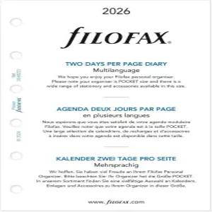 필로팍스 캘린더 다이어리 리필 포켓 사이즈 한 페이지에 이틀 백서 규칙 없음 삼중 언어 2026년