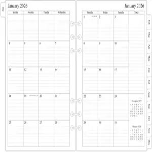 또는 2026 월간 플래너 A5 6링 바인더 리필 2페이지 2026년 사이즈 6홀 펀칭