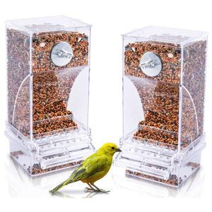 하밀레이 메스 공급기 포함 식품 케이지 액세서리 중소형 씨앗 2팩 앵무새 아크릴 버드 자동 투명 피더 용기 러브버드 농어 잉꼬용