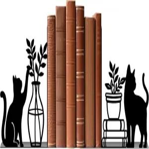 TWINKLEMON 고양이 금속 책꽂이를 위한 귀여운 끝 홈 오피스 책상 장식 책장 선물 애호가와 독서