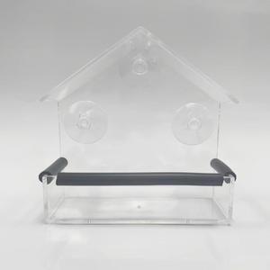 강력한 흡입 CNHZ 트레이가 있는 발코니 모이통 야생 씨앗 관찰 야외용 창문 컵과 애호가 아크릴 반려동물 작은 FREULLY 모이통 투명 파티오 고정