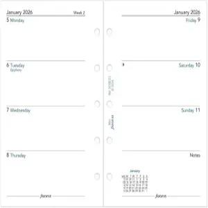 필로팍스 캘린더 다이어리 리필 미니 사이즈 노트 섹션이 주간 보기 백서 규칙 없음 영어 2026 (C682-26)