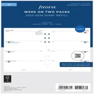 필로팍스 캘린더 다이어리 리필 A5 사이즈 주간 시청 학술 백서 무제한 영어 2025년 8월부터 2026년