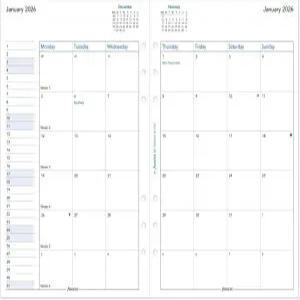 필로팍스 캘린더 다이어리 리필 A5 사이즈 월간 보기 백서 영문 2026년 (C6850-26)