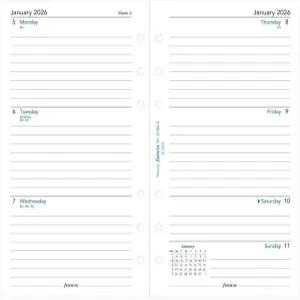 필로팍스 캘린더 다이어리 리필 개인/콤팩트 사이즈 주간 보기 백서 규칙 영어 2026년 (C6848-26년)