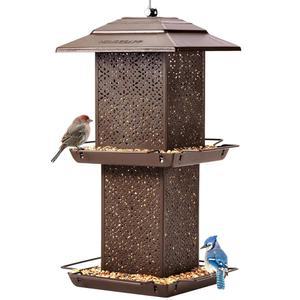 야외용 하우스앱 금속 씹지 모이통 6파운드 모이통 않음 정원 야생 이중층 방수 대용량 외부 날씨 장식