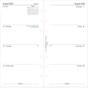 필로팍스 캘린더 다이어리 리필 개인/콤팩트 사이즈 주간 시청 학술 백서 무제한 영어 2025년 8월~2026년