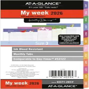 AT-A-GLANCE 2026 플래너 리필 주간 및 월간 3.75 x 6.75 사이즈 3 휴대용 5322 데이타이머 캐시 데이비스