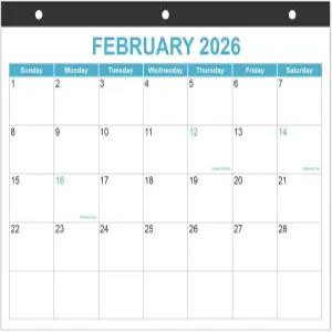 2026년 3링 바인더 달력 - 월부터 2027년 탁상용 2026-2027년 프리미엄 종이가 포함된 8개월 3홀 8.5 x