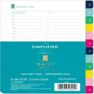 AT-A-GLANCE 2026 플래너 리필 에 로 간 데일리 5.5 x 8.5 책상 크기 하루 한 페이지 EL00-43-26
