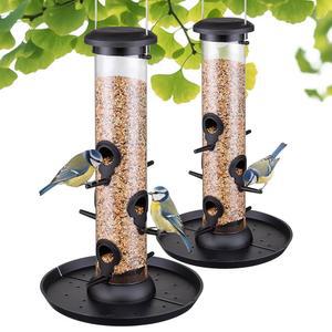 야외 씨앗 카디널 블랙 모이통 트램픽 13인치 2개 걸이용 있는 캐처용 2팩용 모이통 야생 포트 6개 트레이가